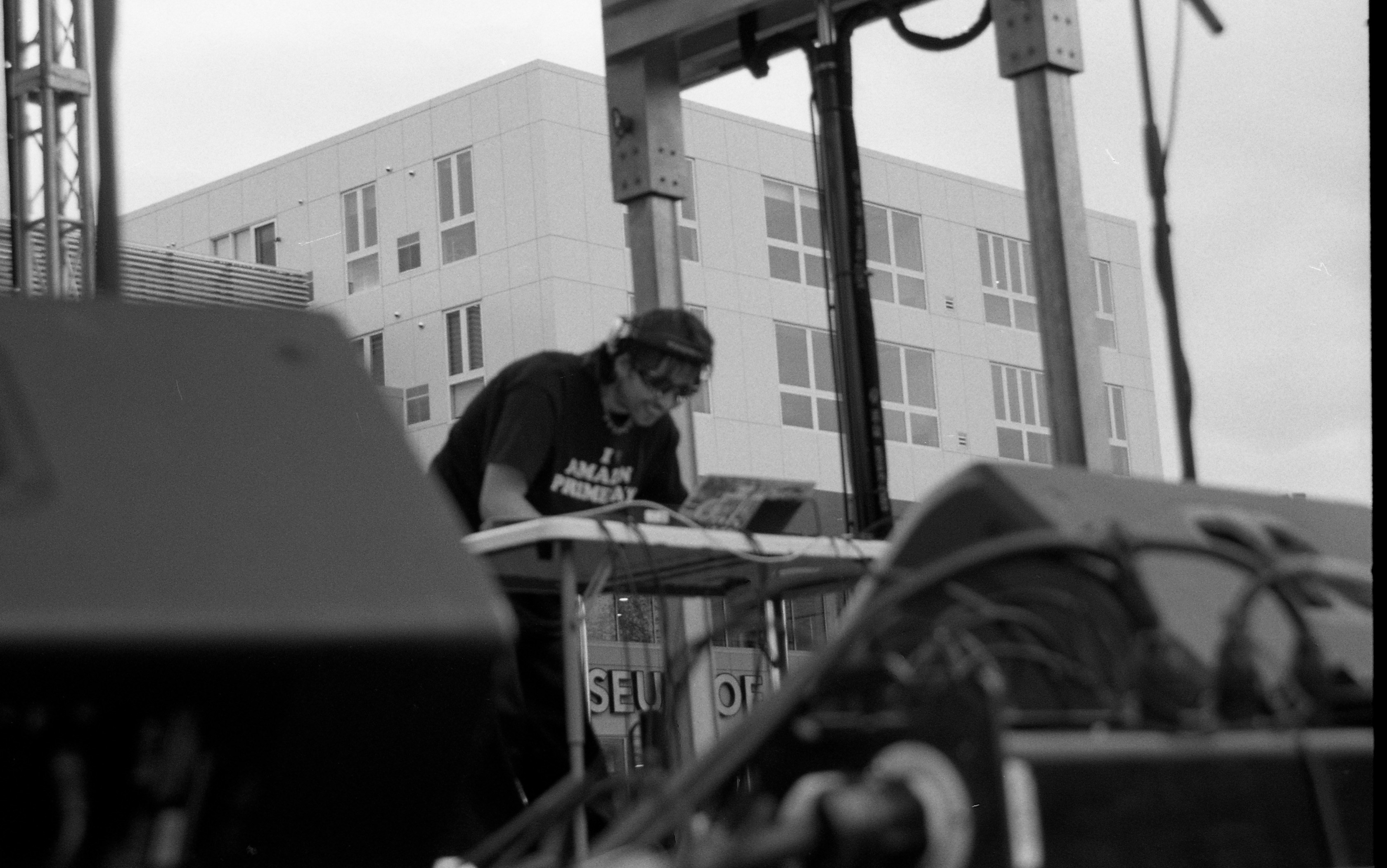 Myles at the controls during an outdoor performance